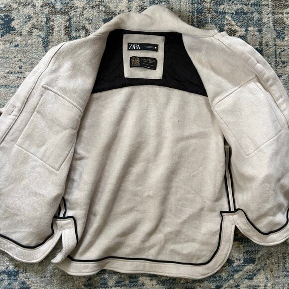 Zara Oversized Manteco Wool Blend Overshirt Shacket In Stone - Picture 7 of 9